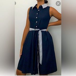 Navy Sleeveless Collared Summer Dress Size 12